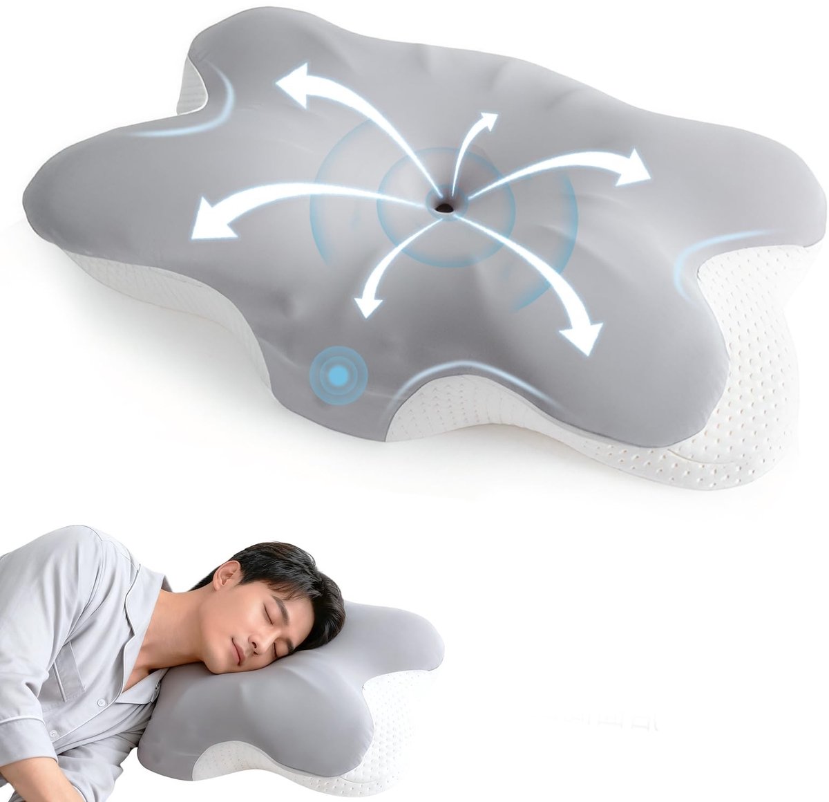 Elzusha - Ergonomisch Orthopedisch Kussen van Geheugenschuim - Nekondersteuning voor Pijnverlichting