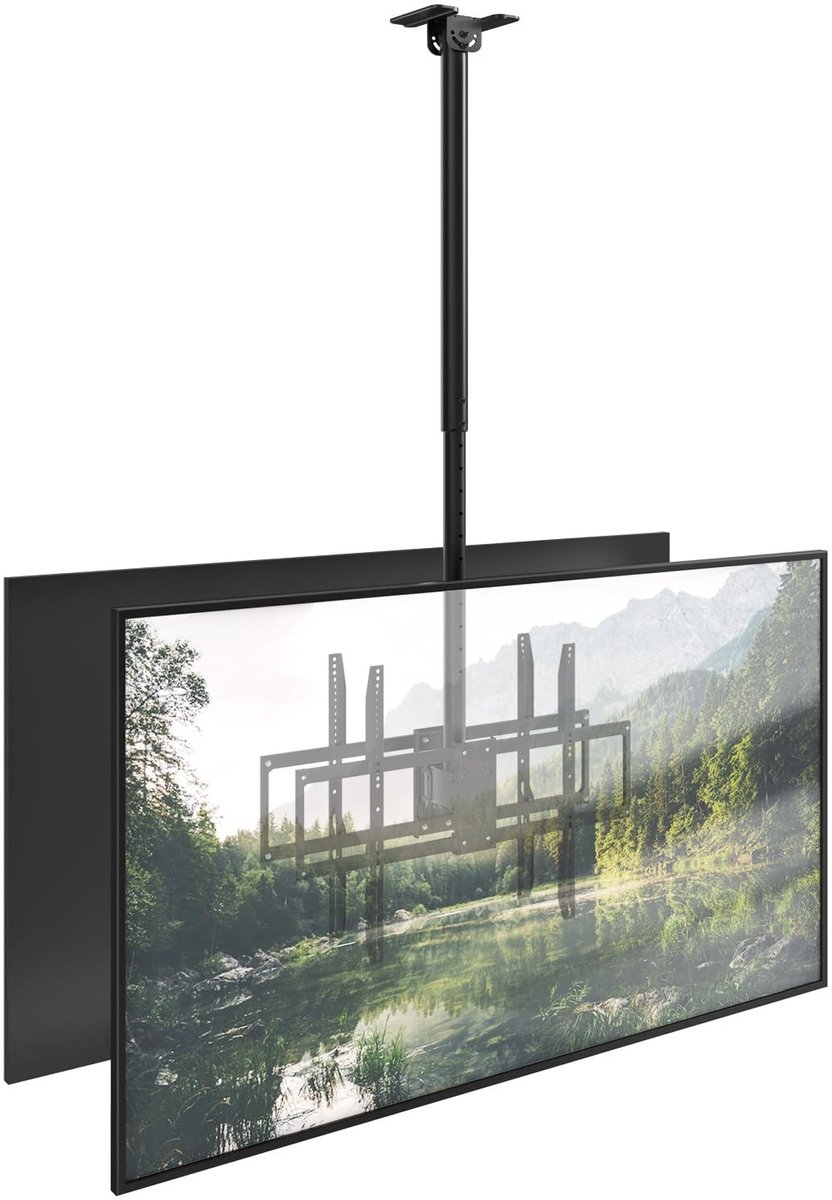 Elzusha - Dubbele Plafondbeugel voor TV's van 43-86 inch, Zwart