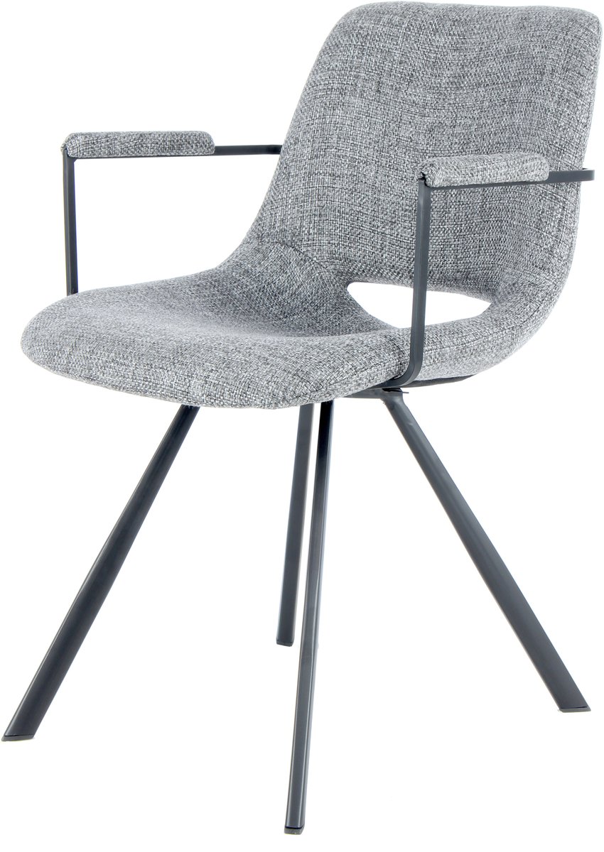 Padiro eetkamerstoelen set van 2 - grijs - polyester - zonder armleuningen - metalen onderstel - industrieel