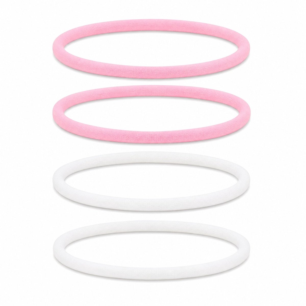 Haarsoires Haarband Sport 1cm - Endless Elastiek - Nylon - Roze Wit - Set van 4 - Sporthaarband - Sportieve Hoofdband - voor Dames & Heren