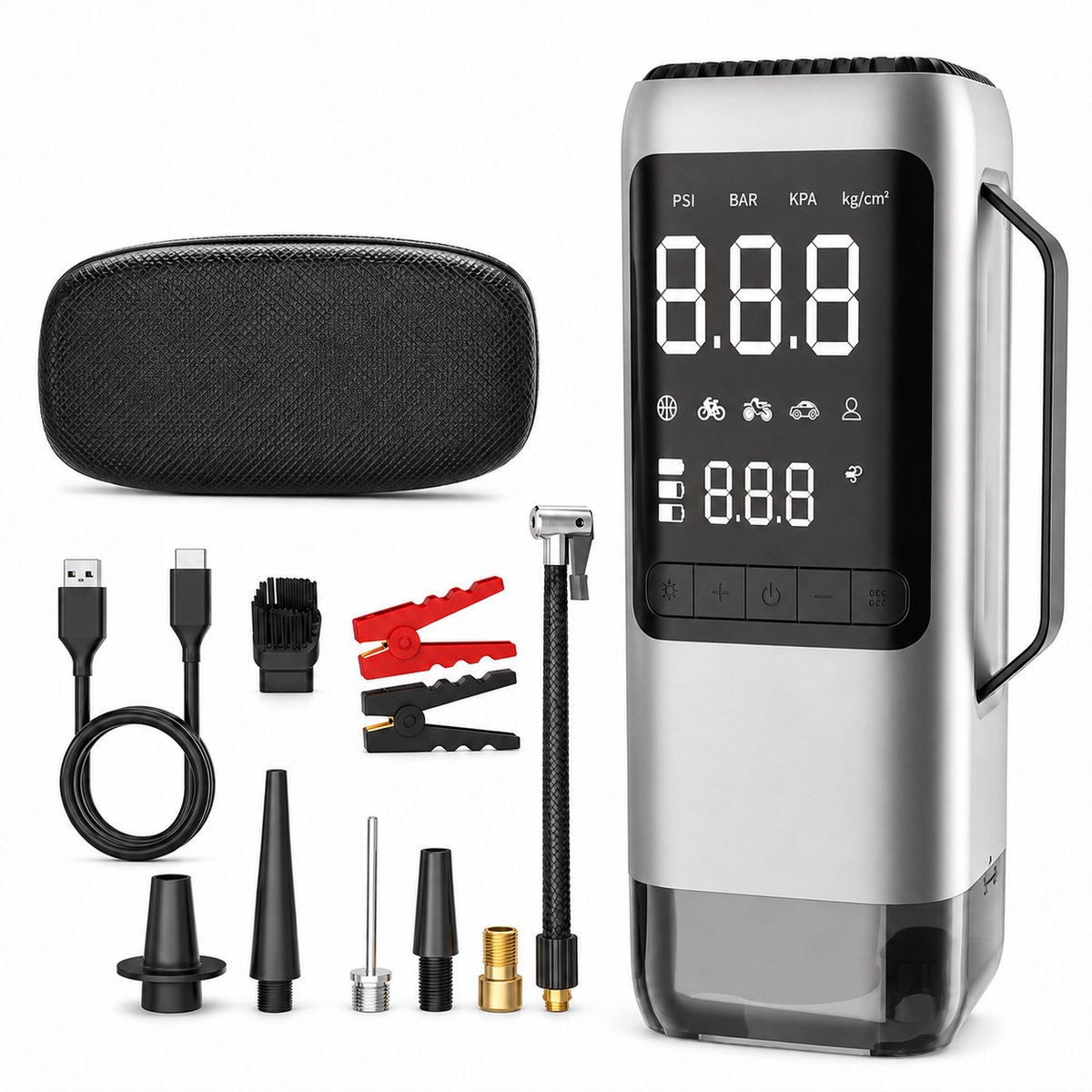 Nexeli NX-AP-55 Jumpstarter met Luchtcompressor & Kruimeldief – 9-in-1 Starthulp 12V – Draadloze Luchtpomp 10,3 Bar – Powerbank – Luchtblazer