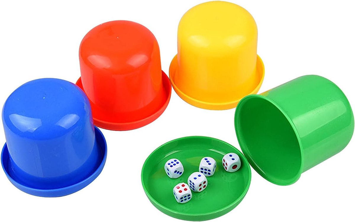 Lezevn 4 Stuks Dobbelstenen Game Set Plastic Dobbelstenen Shaker Container Dobbelstenen Shaker Cup Set Party Props - ShopVlot