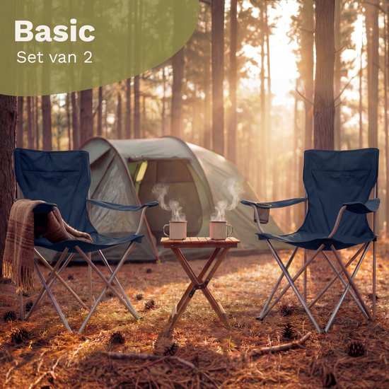 TRVLMORE Campingstoelen - Opvouwbaar - 2-Pack - 120KG Draagvermogen - Incl. Draagtas - Klapstoel - Visstoel - Kampeerstoel - Vouwstoel - Blauw — afbeelding 2