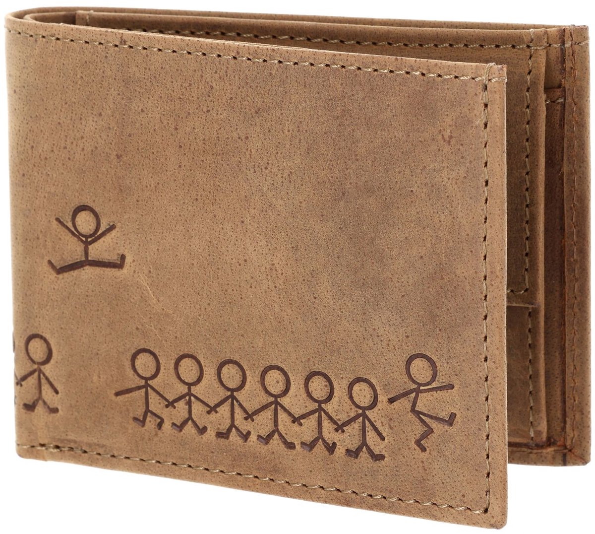oxmox Leren portemonnee Leather RFID Protect Pocketbörse Jumping Jack 2.0 Embossed Vintage Light Brown bruine