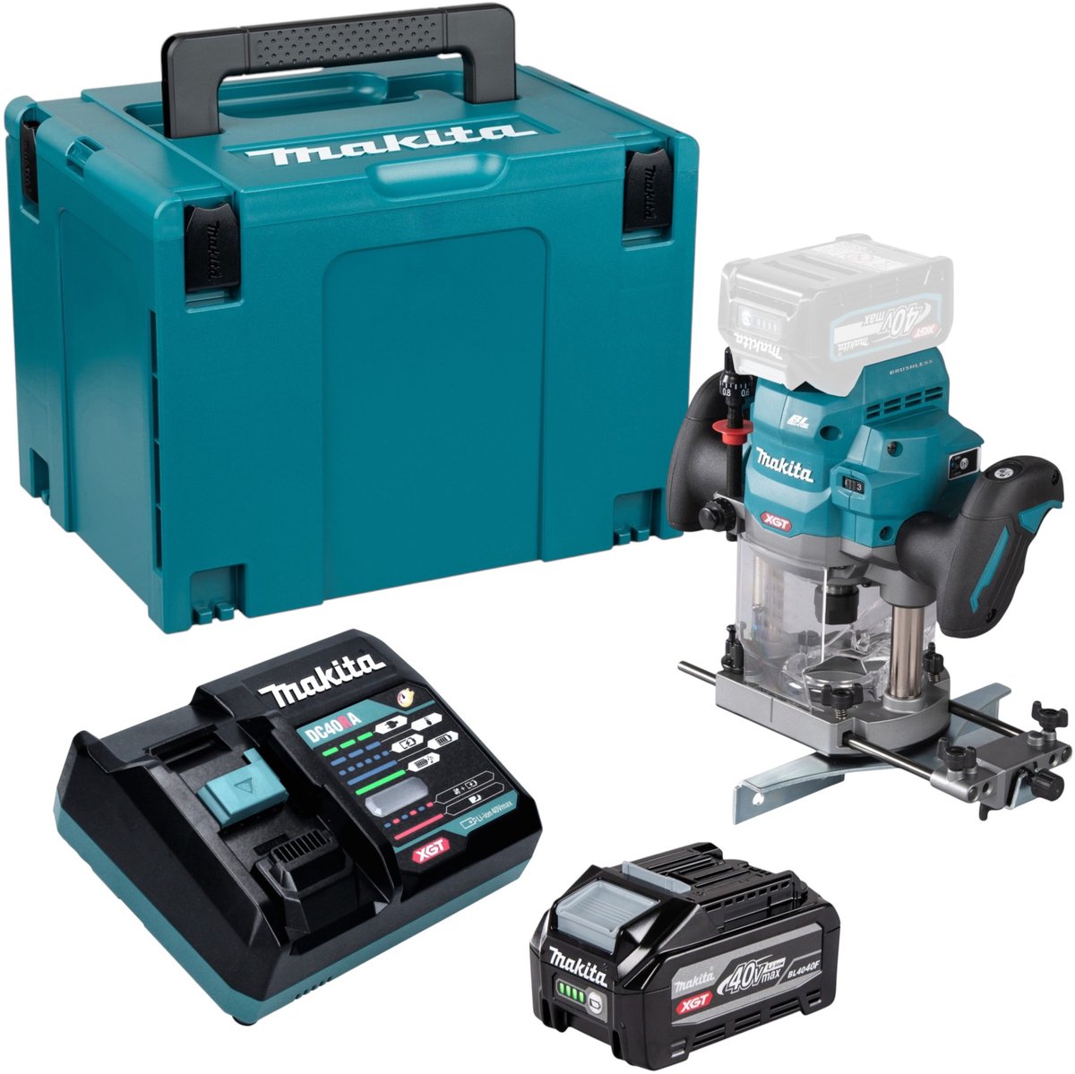 Makita RP 001 GZ Draadloze bovenfrees 40 V max. 12 mm Brushless Solo - zonder accu, zonder lader
