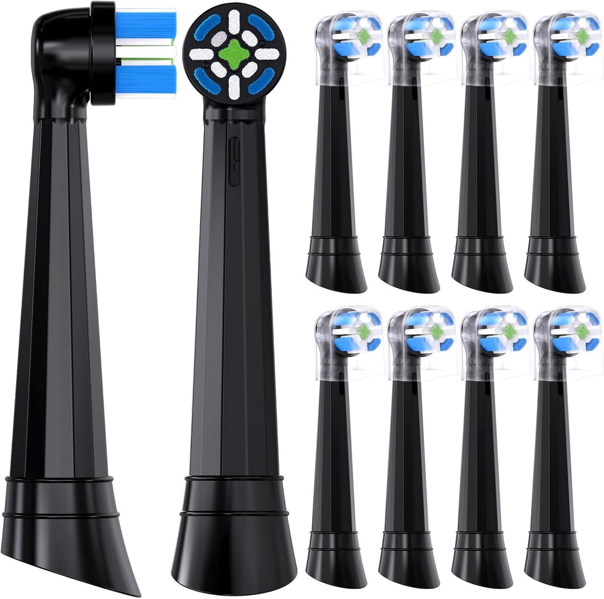 IO Vervangende tandenborstelkopjes geschikt voor Oral B iO 2/3/4/5/6/7/8/9/10 Series Ultimate Clean elektrische tandenborstel - 10 stuks - zwart