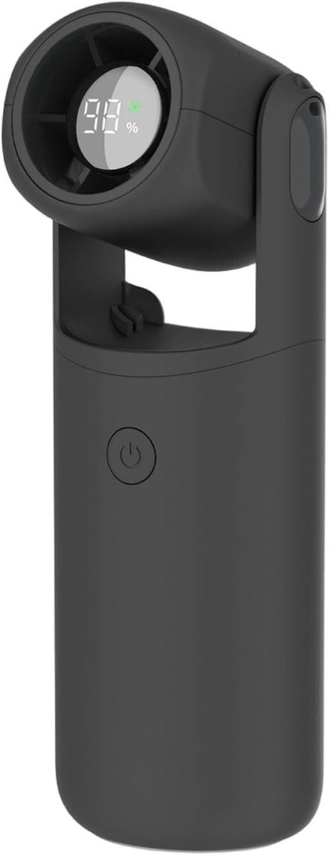 Draagbare Handventilator met IJskoeler - 5 Snelheden - 3000mAh batterij - snelle koeling - Mini Ventilator USB Oplaadbaar - Stille Zakventilator met LED Scherm - Krachtige Draagbare Ventilator voor Afkoeling - Geschikt voor buiten en reizen - Zwart