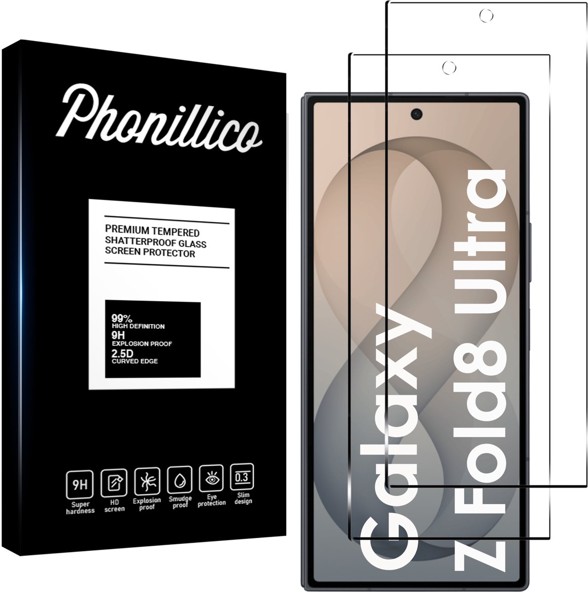 Screenprotector geschikt voor Samsung Galaxy Z Fold 8 Ultra - 2 stuks Beschermglas van glas Transparante glazen schermbeschermfolie