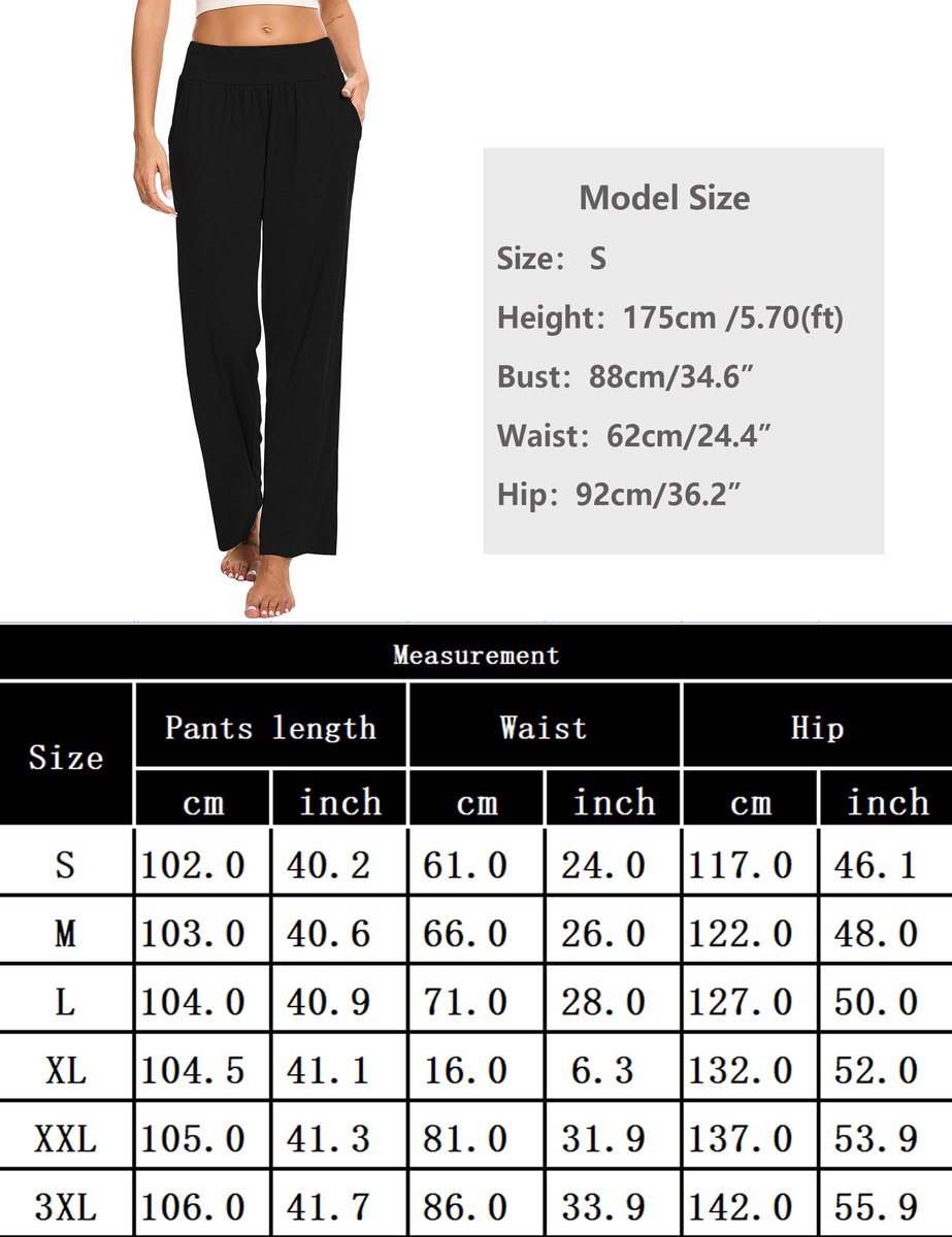 Marvmys Yogabroek voor dames, katoen, hoge taille, zak S-XXL, Zwart, M - ShopVlot
