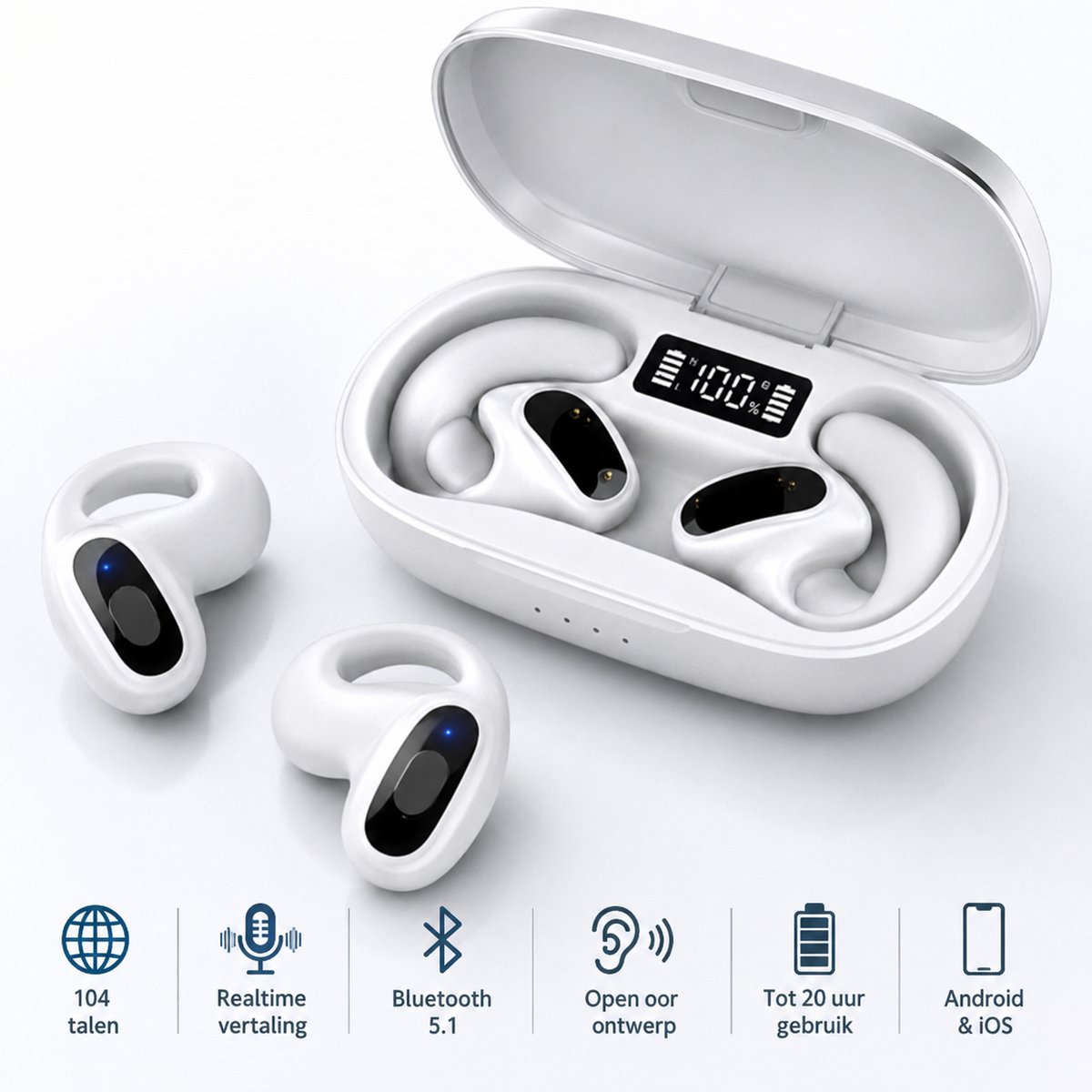 Vertaal Oordopjes - Realtime Vertaling - 144 Talen - Bluetooth