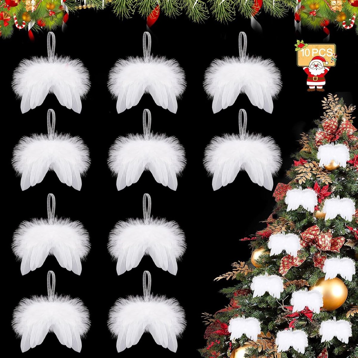10 Stuks Veertjes voor Creatieve Projecten, Kerstboomdecoratie en DIY Trouwen met Engelenvleugels en Hanger