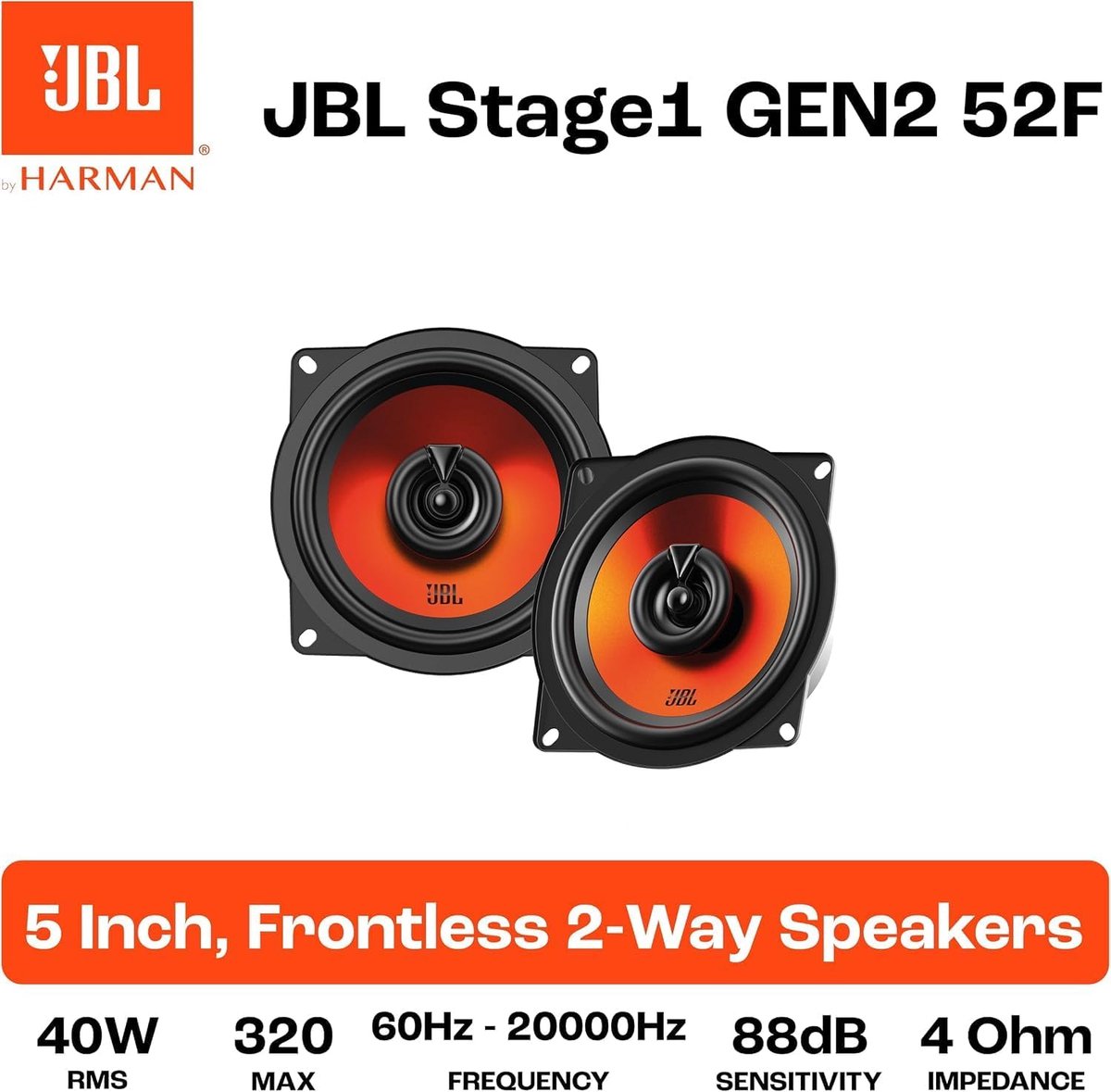 JBL STAGE1 GEN2 52F - Autospeakers - 13 cm - 2-weg Coaxiaal - 320 Watt - Zonder Grill - Luidspreker – foto 4