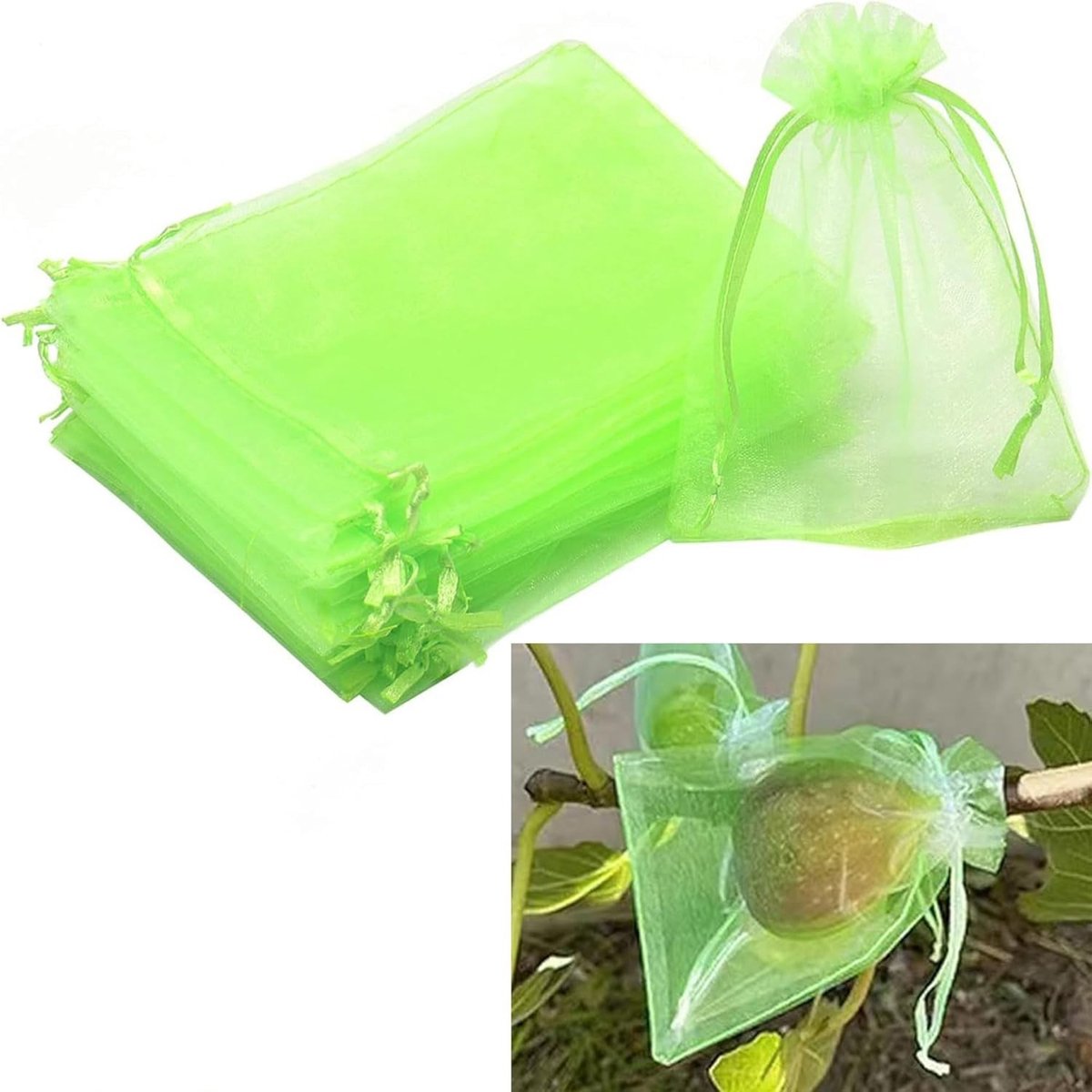 Tuinnetten voor Fruit en Planten - 100 Stuks Organische Beschermzakken 17 x 23 cm tegen Plagen en Schade