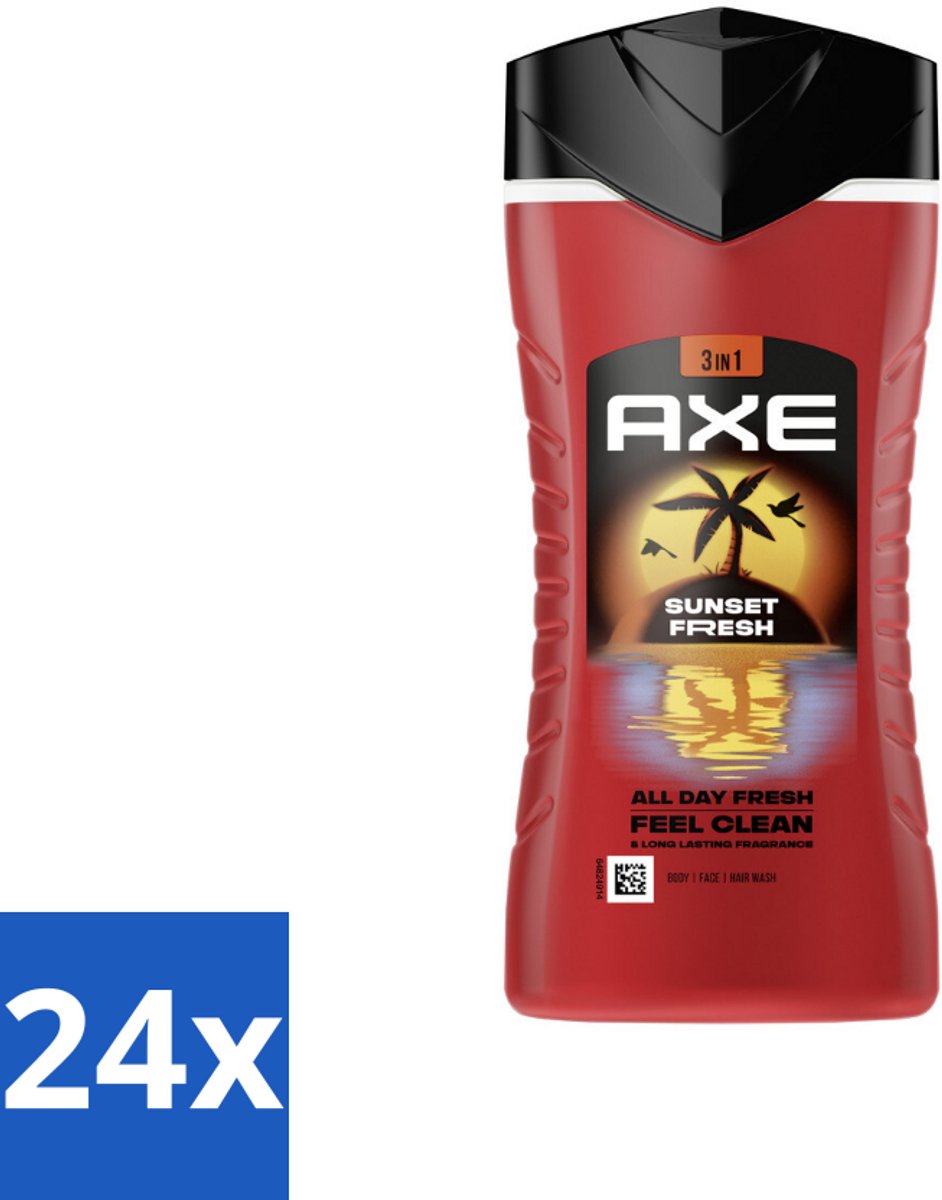 Axe – Douchegel 3-in-1 – Sunset Fresh – 250 ml - Voordeelverpakking - 24 stuks
