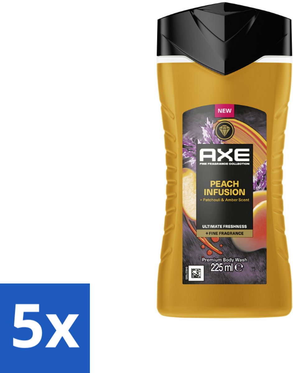 Axe – Douchegel – Peach Infusion – 225 ml - Bulkverpakking - 5 stuks