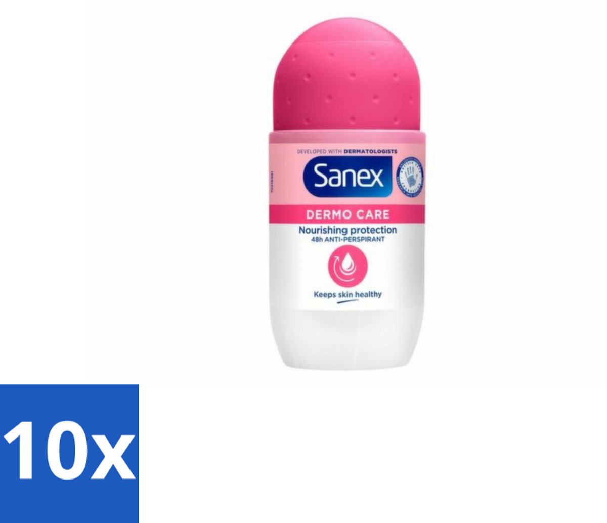Sanex – Deodorant Roller – Dermo Care 48H Antiperspirant - 50 ml - Bulkverpakking - 10 stuks