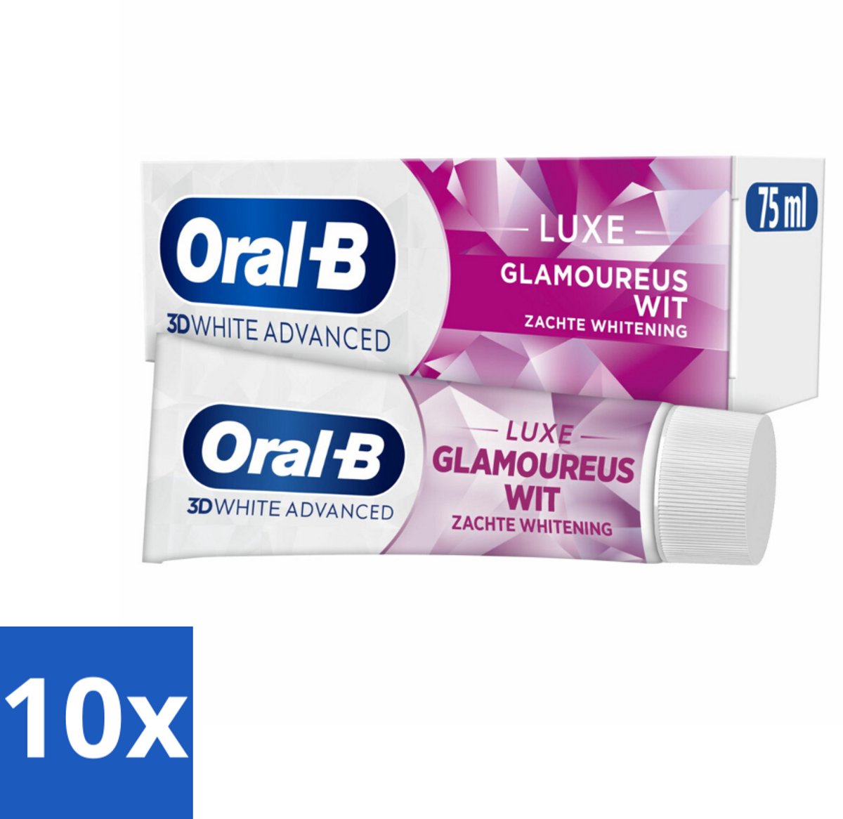 Oral-B - 3D White Advanced – Tandpasta – Luxe – Glamorous White – 75 ml - Bulkverpakking - 10 stuks