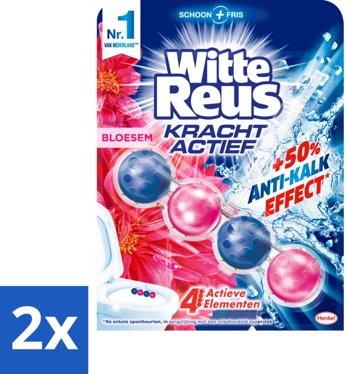2 x Witte Reus - Kracht Actief Toiletblok - Bloesem - 1 Toiletblok - Toiletblok - Toiletreiniger - Bloesemgeur - Fris Toilet - Hygiëne Toilet
