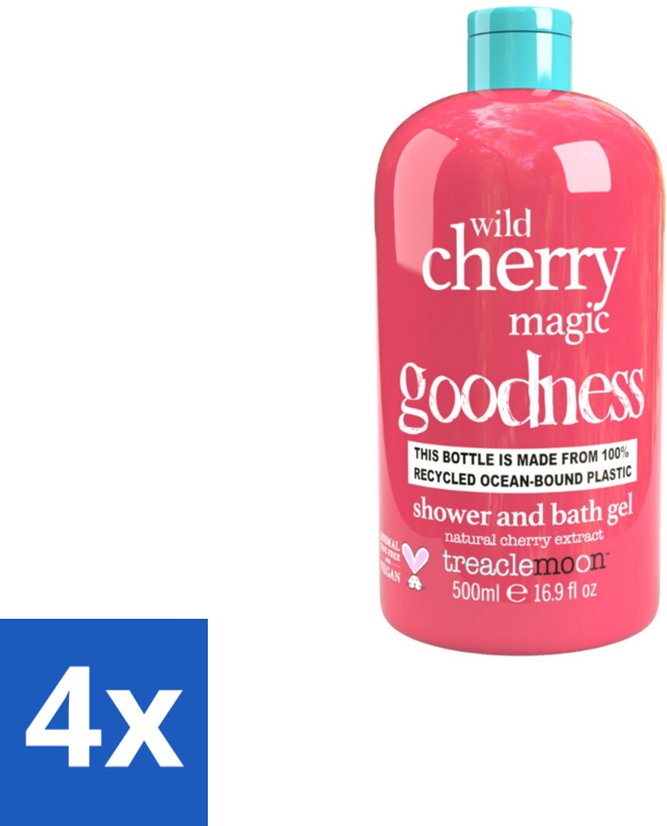 Treaclemoon – Douchegel – Wild Cherry Magic – 500 ml - Voordeelverpakking - 4 stuks