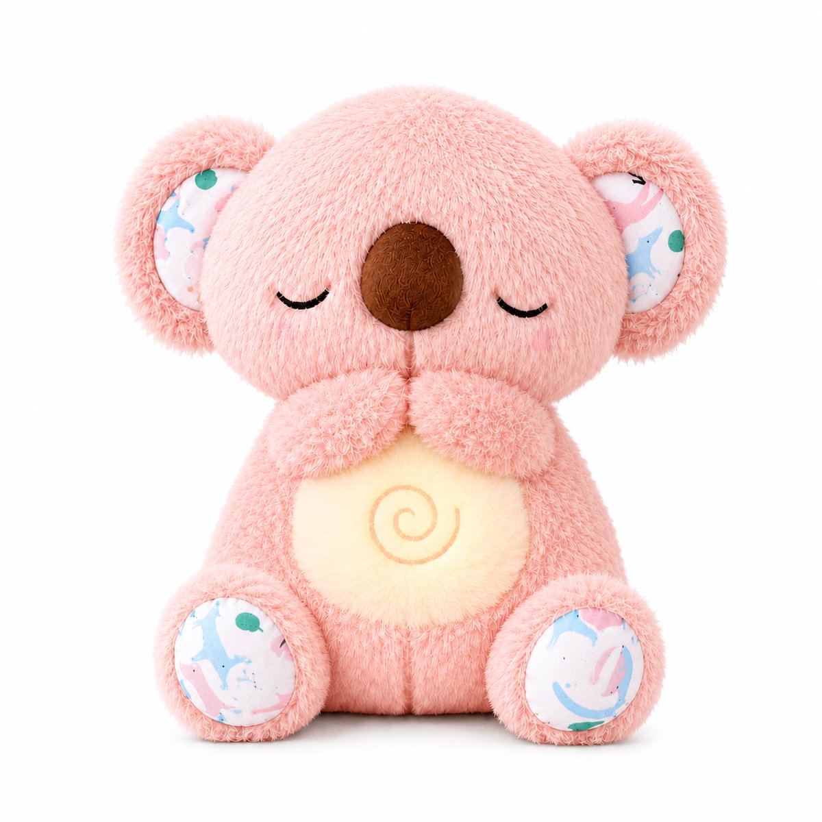 SEZGoods Dreamy Koala – Ademende Knuffel – Met Rustgevend Licht & Geluid – Interactieve Knuffel – 28 cm – Roze