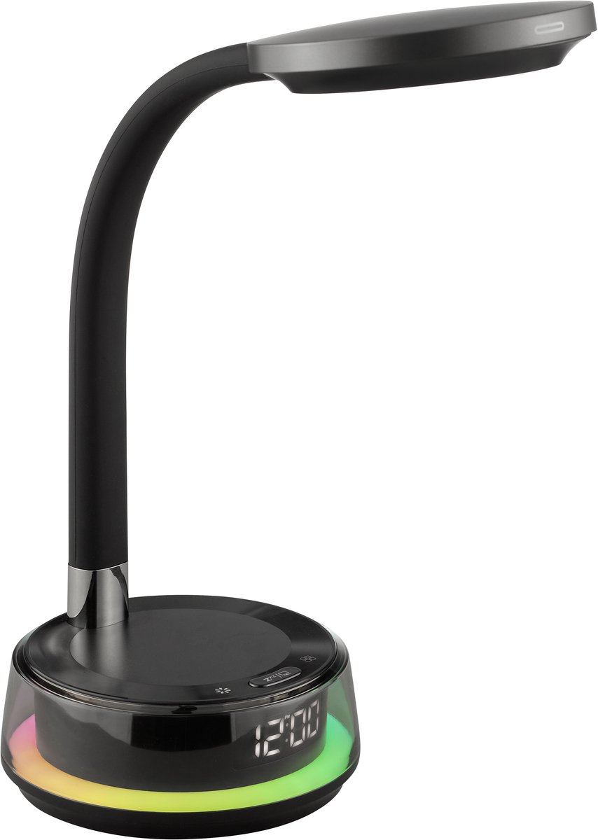 Brilliant Moonglow - Tafellamp - LED 12W - 790lm - RGB - CCT - 3 steps dimbaar - USB - Klok - Zwart