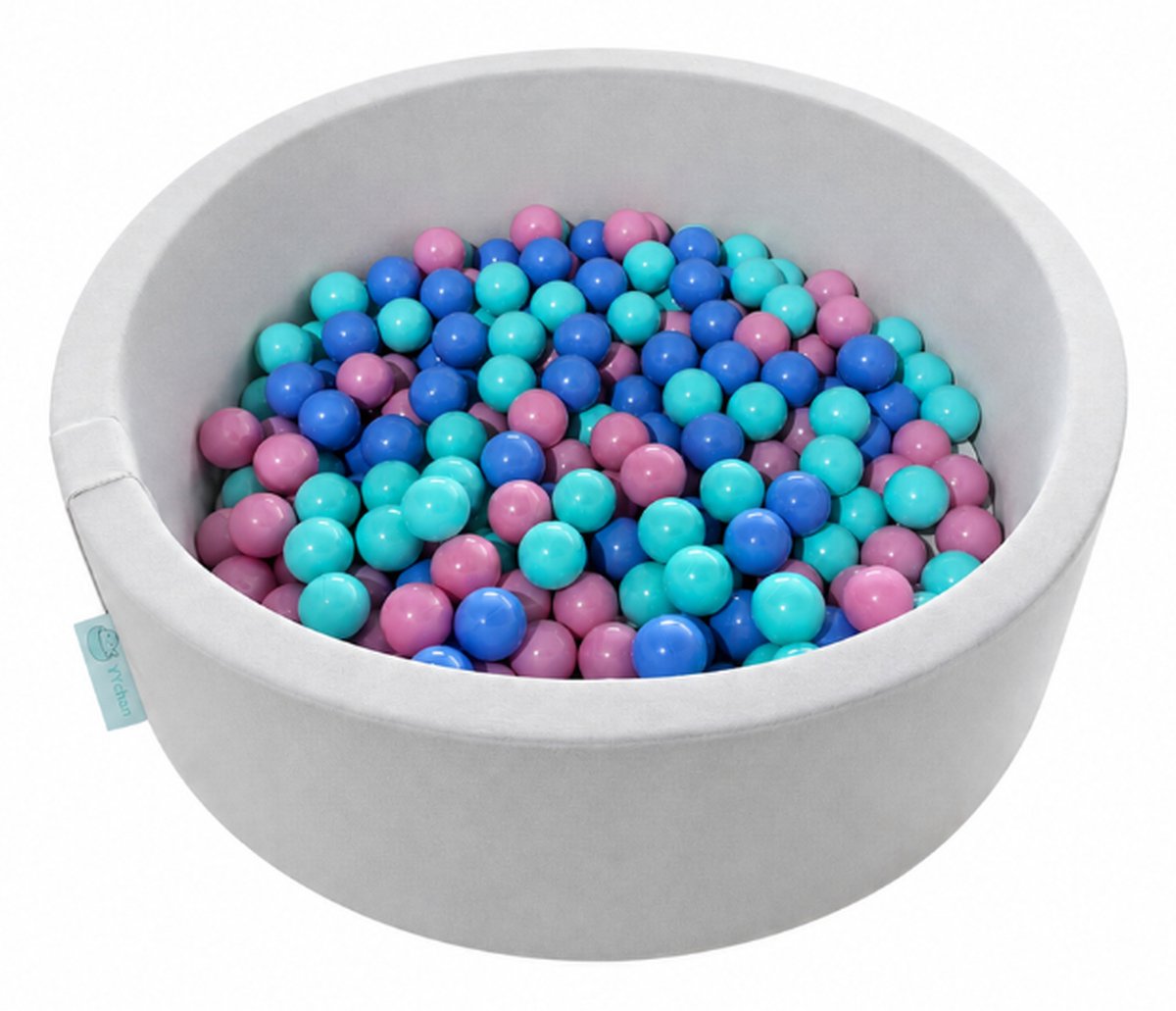 YYchan Ballenbak Baby Grijs Milk-Silk - Ballenbad 90x30cm Rond - Speelgoed voor Peuters en Kinderen - Met 200 Ballen Ø6cm - Turquoise Blauw Roze Paars