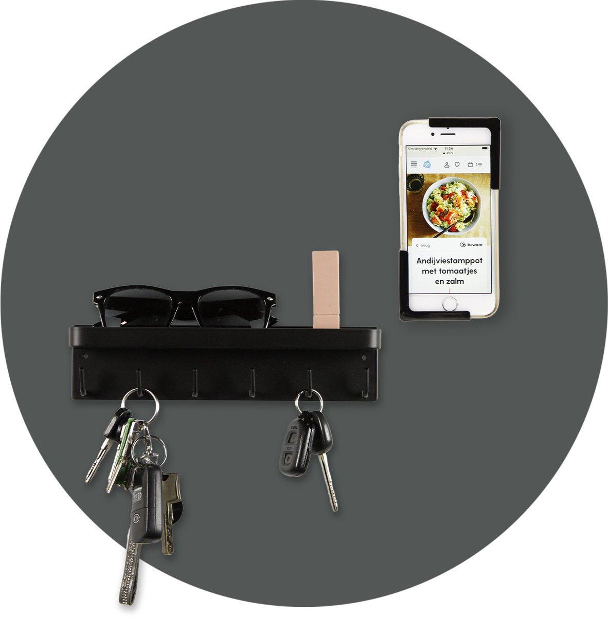 Design Magneetbord Rond - Grijs Soft - Rond - 40cm - Kamer26
