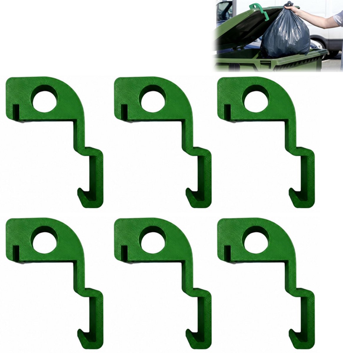 6 stuks - Ventilatieclip kliko - Afvalbakcontainer ventilatieclips - Ventilatie clip afvalcontainers - Dekselhouder om geur te verminderen - Groen - geschikt voor keuken‑ en buitenafvalbakken
