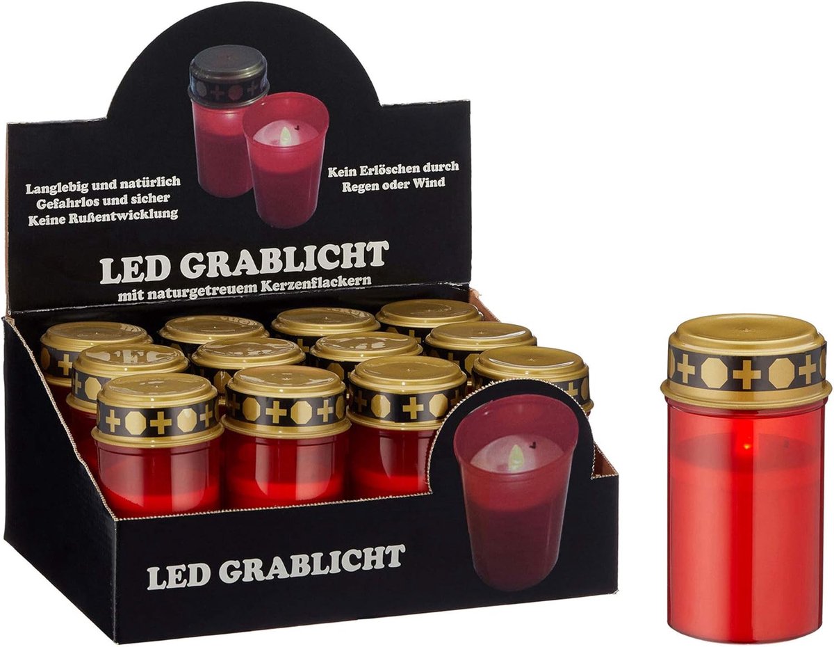 Set van 12 LED Graflichtjes op Batterijen - Rood