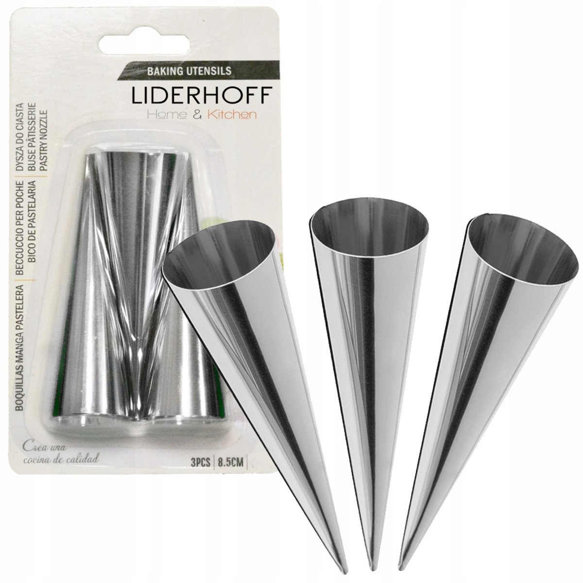 Metalen Bakvormen voor Roomhoorntjes - Set van 3 - 8,5 cm