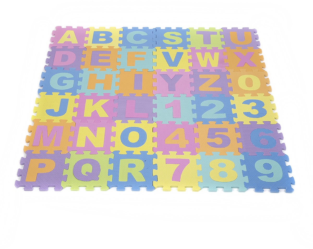 PIPIPOXER Multicolor Speelmat -Speelkleed - Foam - Opvouwbaar - 96x96cm - 36-delig Puzzel van Schuim Vloer Tegels- Kinderen - Babyshower - Multicolor - Educatief Speel Kleed - Letterontwerp
