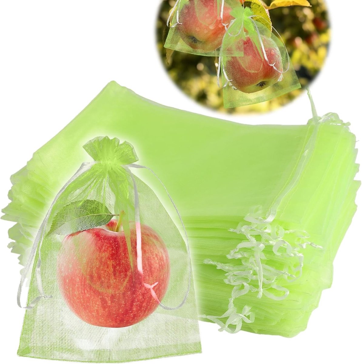 Set van 100 beschermende zakken voor druiven, planten en fruit - Organza zakken met trekkoord ter bescherming tegen wespen, vogels en insecten