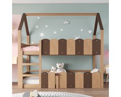 Houten Stapelbed 90x200 cm Naturel Met Lattenbodem, Valbeveiliging
