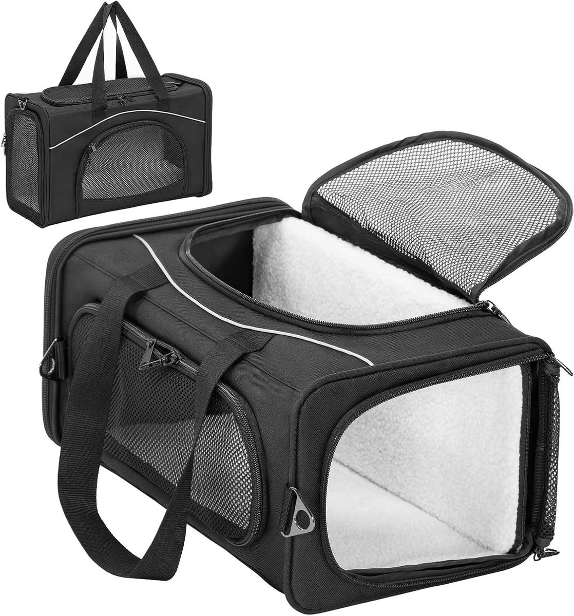 Draagbare Reistas - Reismand Huisdier - Veilig Vervoer - Dual Mode - 42 x 22 x 28 cm - Zwart