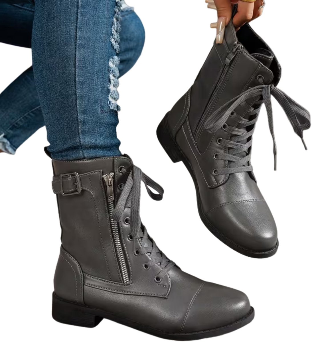 Currero Dames Cowboy Laarzen Hoge Hak Enkellaarzen Kniehoge Western Boots Chelsea 40 5 Grafiet Kleur