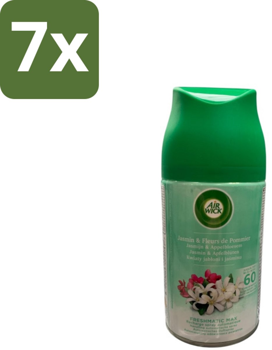 7 x Air Wick – Navulling – Freshmatic Jasmijn & Appelbloesem – 250 ml - Lentedauw - Geur - Geurverspreiding - Geurneutralisatie - Parfum