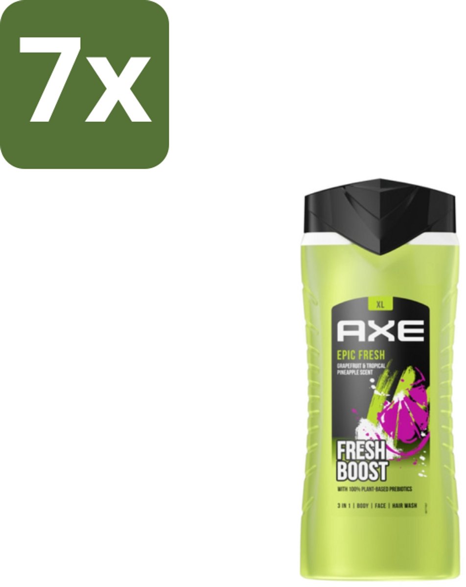 7 x AXE – Douchegel – Epic Fresh Fresh Boost 3-in-1 – 400 ml - Douchegel - Frisheid - Lichaam - Gezicht - Haar