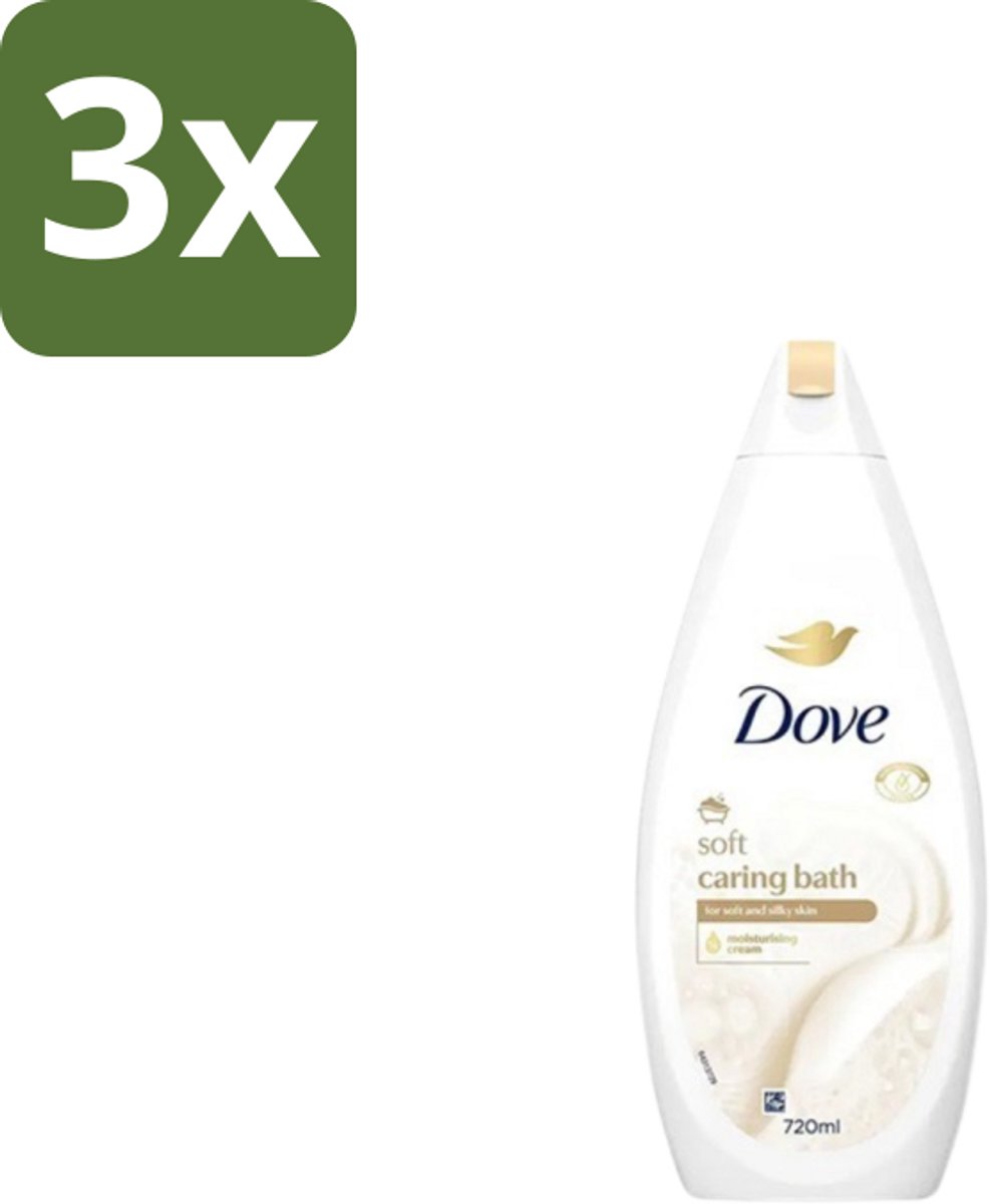 3 x Dove – Badcrème – Soft – 720 ml - Douchegel - Zachte Reiniging - Zijdezachte Huid - Glycerine - Schuim