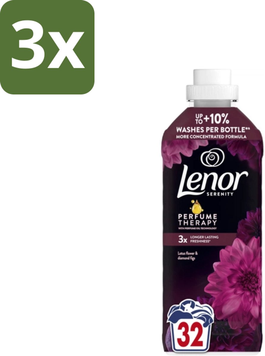 3 x Lenor – Wasverzachter – Lotus Flower & Diamond Figs – 32 Wasbeurten – 675 ml - Wasverzachter - Wasmachine - Geur - Wasbeurt - Kleding Verzachten