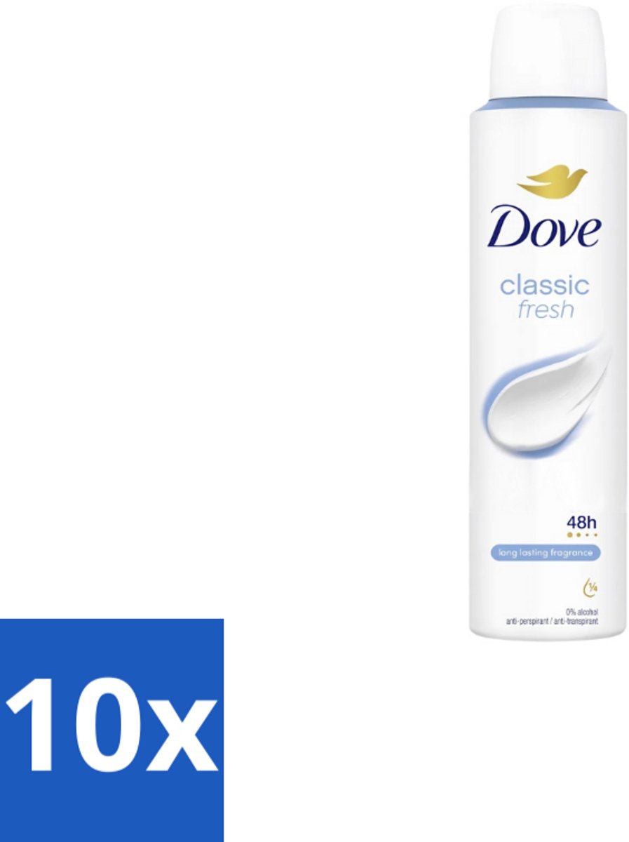 Dove – Deodorant Spray – Classic Fresh – 200 ml - Bulkverpakking - 10 stuks