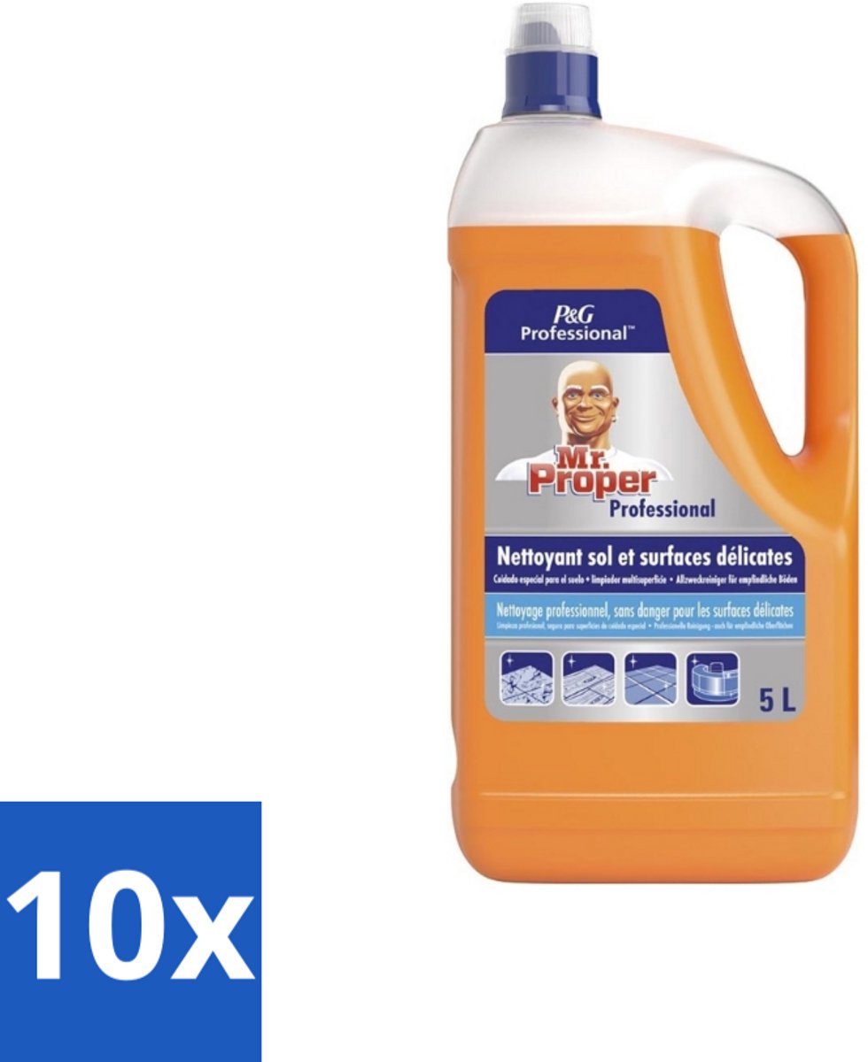 Mr. Proper – Allesreiniger – Professional Delicate – 5 L - Bulkverpakking - 10 stuks