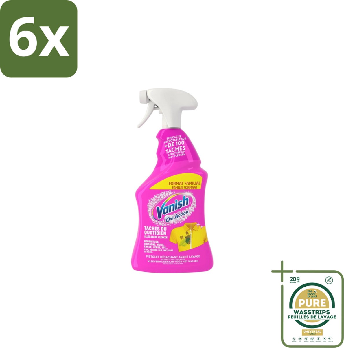 Vanish – Vlekverwijderaar Spray – Oxi Action 4-in-1 – 940 ml - Voordeelverpakking - 6 stuks - Vlekken verwijderen - Kleurverlies voorkomen