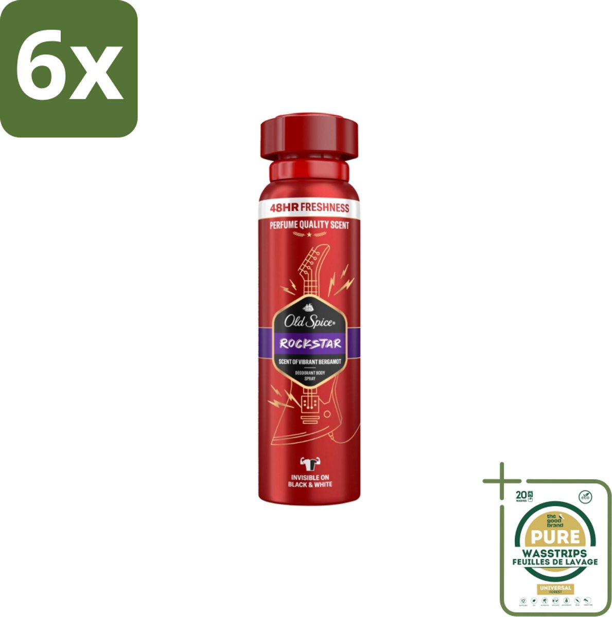 Old Spice – Deospray – Rockstar – 150 ml - Voordeelverpakking - 6 stuks - Body spray - Frisheid