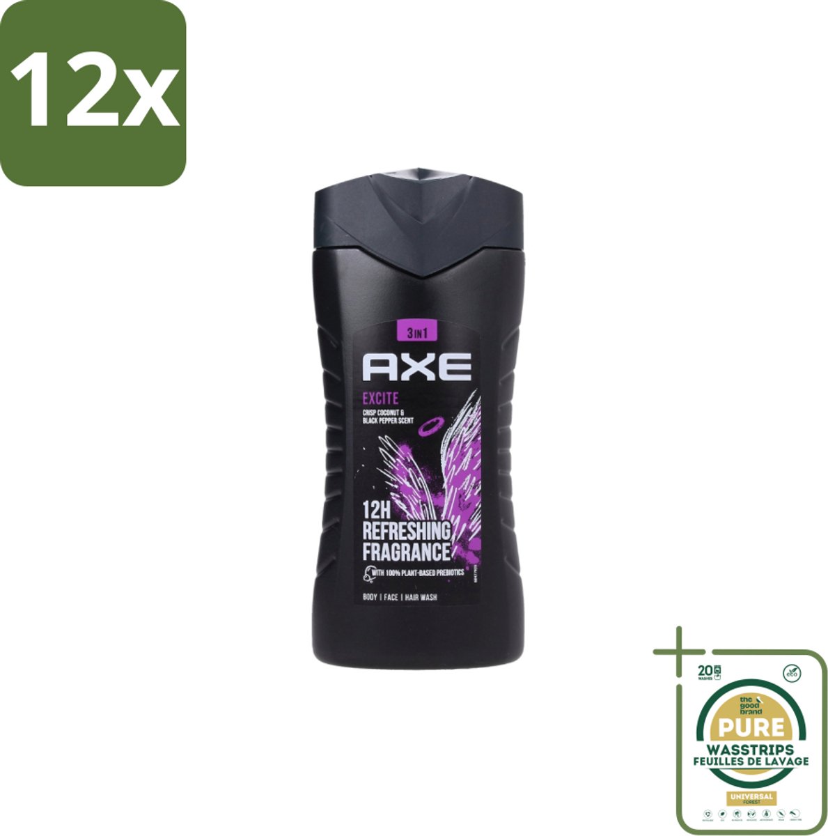 AXE – Douchegel – Excite – 250 ml - Voordeelverpakking - 12 stuks - Geur - Mannelijke geur