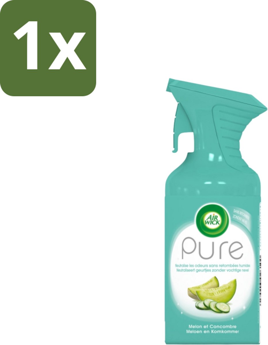 1 x Air Wick – Luchtverfrisser Spray – Pure Meloen & Komkommer – 250 ml - Luchtverfrisser - Meloen Geur - Komkommer Geur - Frisse Geur - Geur Spray
