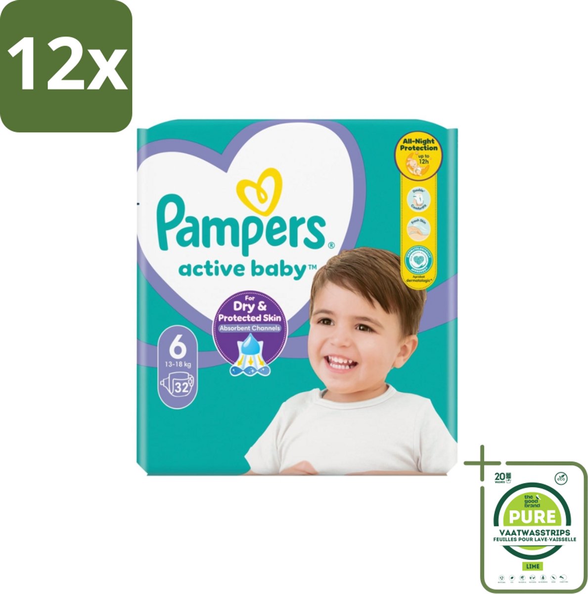 Pampers – Luiers – Active Baby Maat 3 (6-10 kg) – 90 Luiers - Voordeelverpakking - 12 stuks - Luiers voor baby - Droge luiers