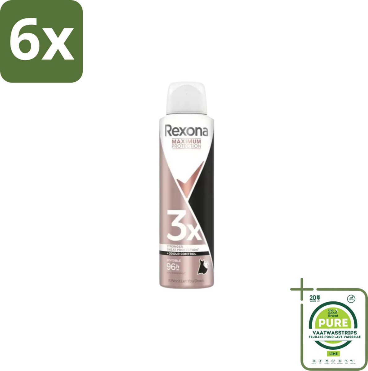Rexona – Deodorant Spray – Maximum Protection Invisible – 150 ml - Voordeelverpakking - 6 stuks - Deodorant spray - Zweetvermindering