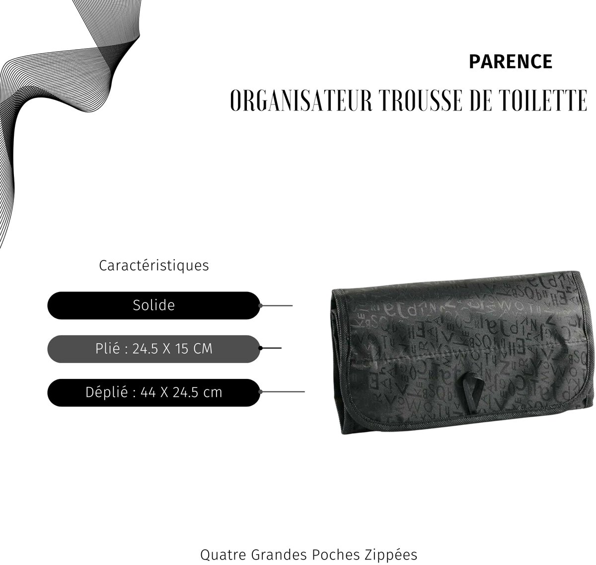 PARENCE.- Rolorganizer voor toiletartikelen/toilettassen - 4 ruime compartimenten - ShopVlot