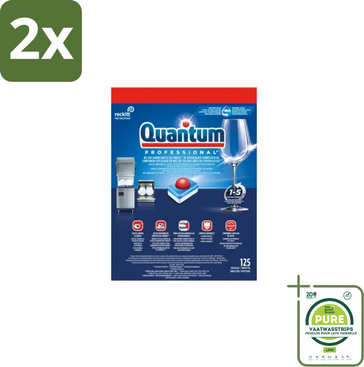Finish – Vaatwastabletten – Quantum Pro All-in-One – 125 Capsules - Voordeelverpakking - 2 stuks - Vaatwastabletten - Professionele vaatwasser