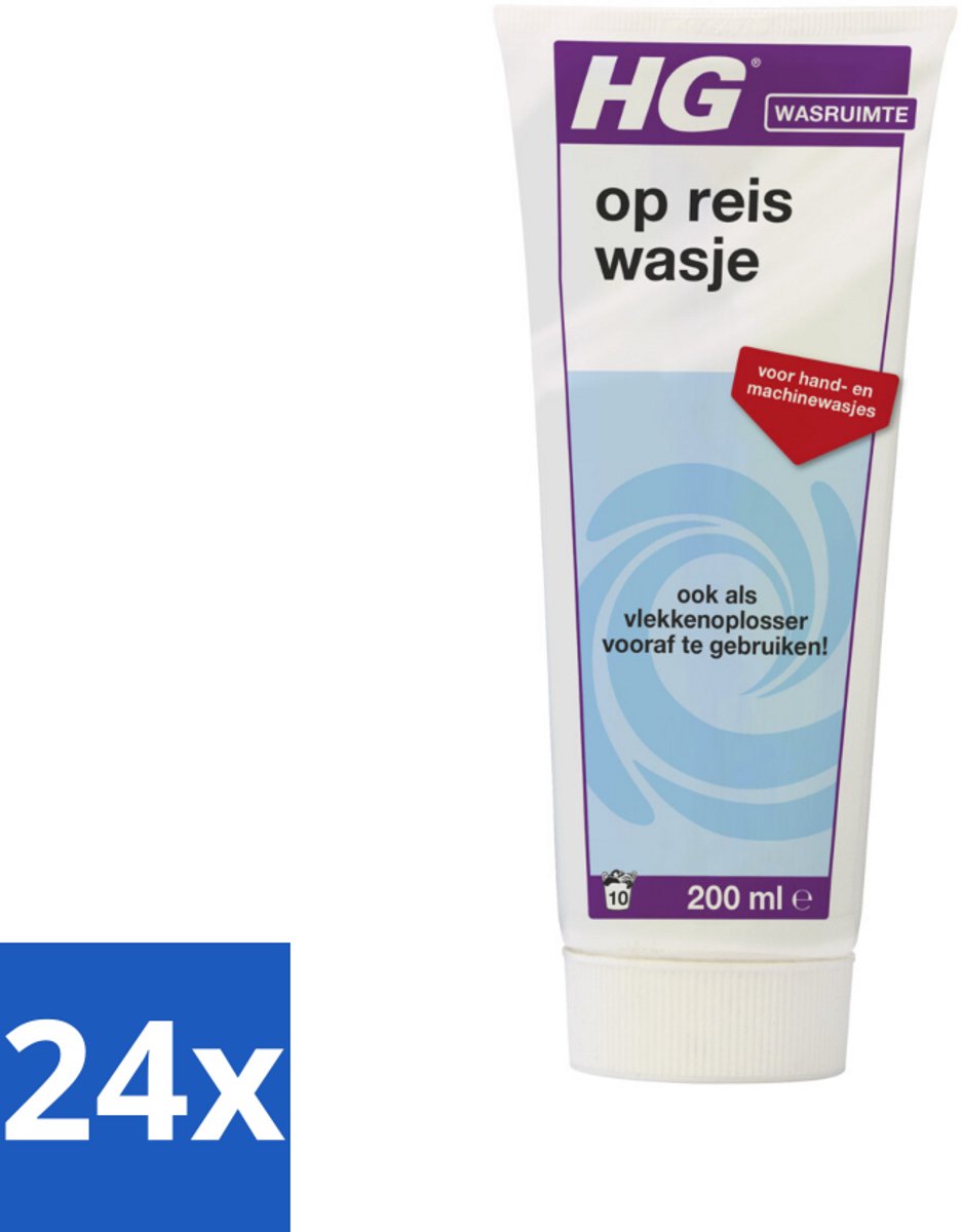 24 x HG Op Reis Wasje 200 ml - Wasmiddel - Wasmiddel Op Reis - Handwas - Wasverzachter - Vlekkenverwijderaar